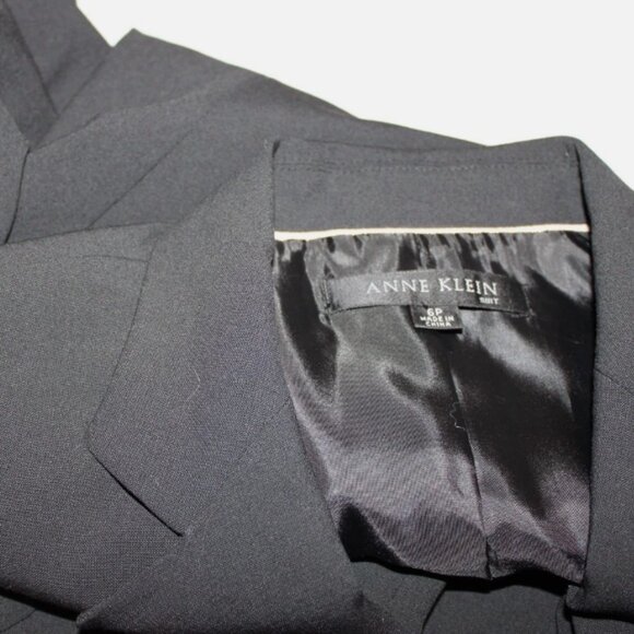 Anne Klein Black Blazer 6 Petite Lined Button Front Jacket with Pockets - Picture 4 of 7